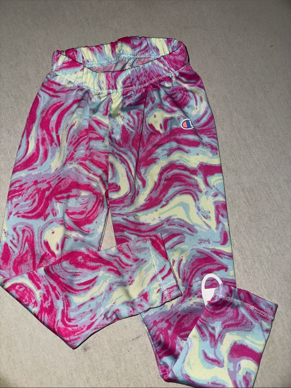 Kids Size 3T Champion Multicolor Swirl Leggings - Pink, Blue, Yellow